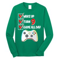 Wake Up Turn Nine Game All Day 9th Birthday Long Sleeve Shirt