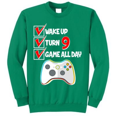 Wake Up Turn Nine Game All Day 9th Birthday Sweatshirt