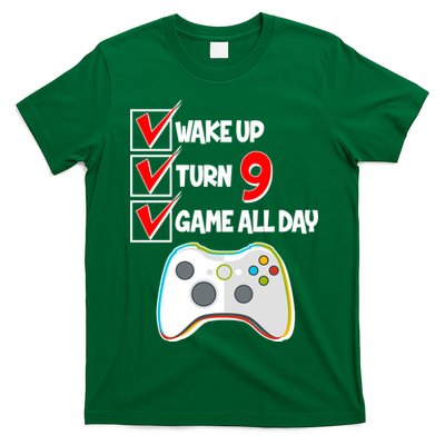 Wake Up Turn Nine Game All Day 9th Birthday T-Shirt
