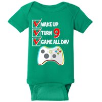 Wake Up Turn Nine Game All Day 9th Birthday Baby Bodysuit