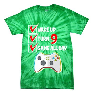 Wake Up Turn Nine Game All Day 9th Birthday Tie-Dye T-Shirt