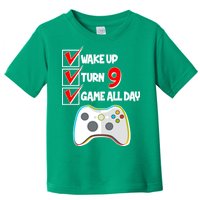 Wake Up Turn Nine Game All Day 9th Birthday Toddler T-Shirt