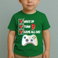 Wake Up Turn Nine Game All Day 9th Birthday Toddler T-Shirt