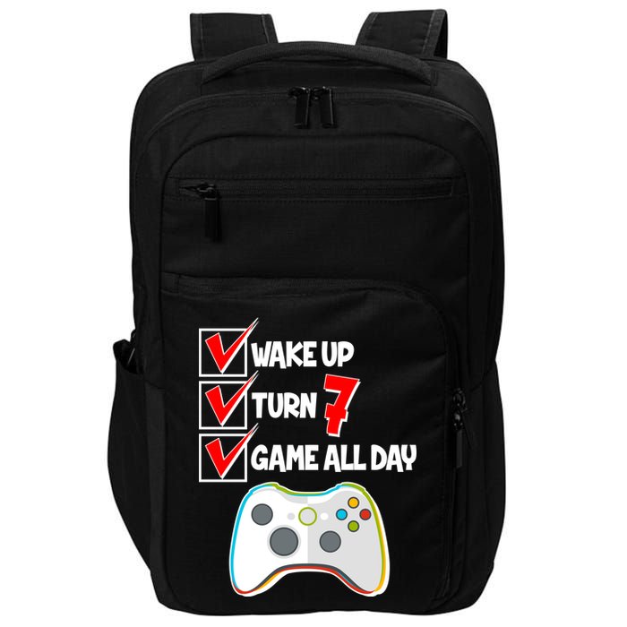 Wake Up Turn Seven Game All Day 7th Birthday Impact Tech Backpack