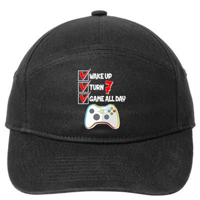 Wake Up Turn Seven Game All Day 7th Birthday 7-Panel Snapback Hat