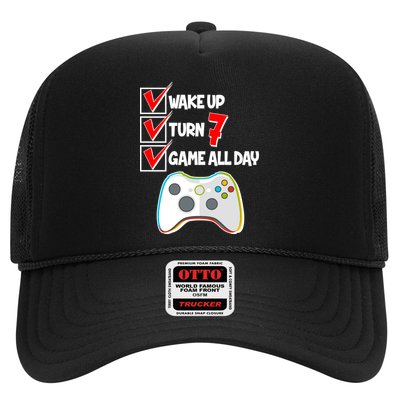 Wake Up Turn Seven Game All Day 7th Birthday Trucker Hat