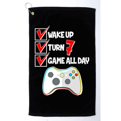 Wake Up Turn Seven Game All Day 7th Birthday Golf Towel