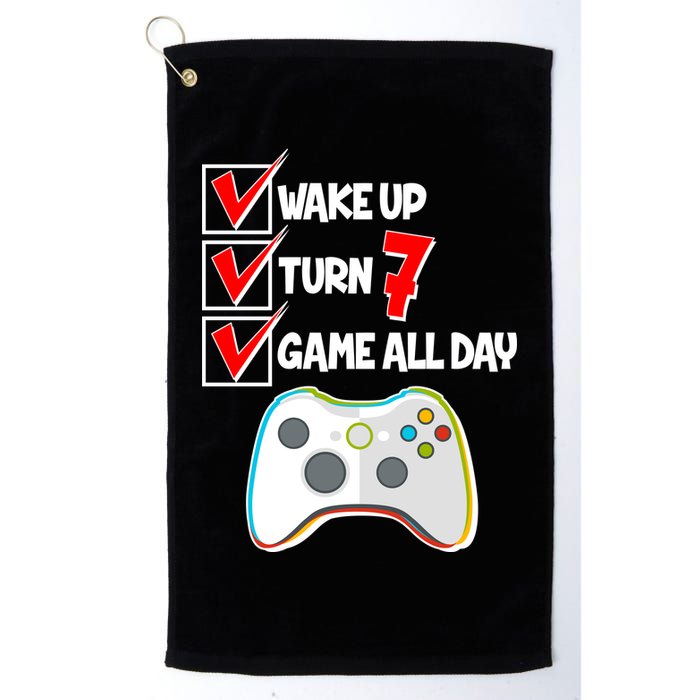 Wake Up Turn Seven Game All Day 7th Birthday Golf Towel