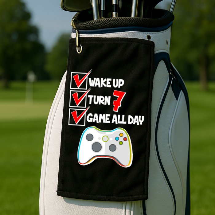 Wake Up Turn Seven Game All Day 7th Birthday Golf Towel