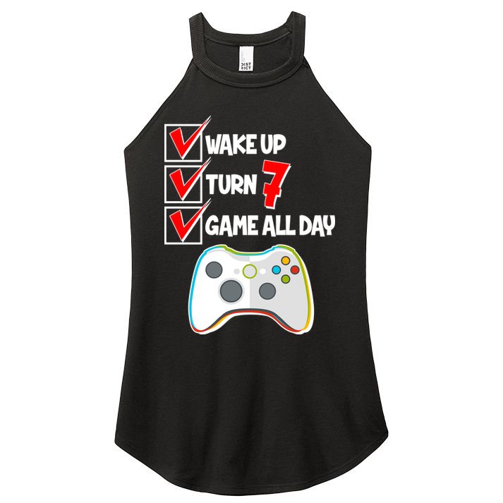 Wake Up Turn Seven Game All Day 7th Birthday Women's Perfect Tri Rocker Tank