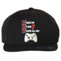 Wake Up Turn Seven Game All Day 7th Birthday Wool Snapback Cap