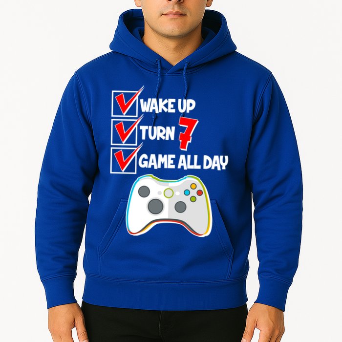 Wake Up Turn Seven Game All Day 7th Birthday Hoodie