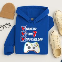 Wake Up Turn Seven Game All Day 7th Birthday Hoodie