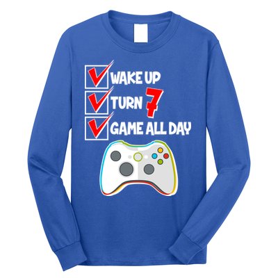 Wake Up Turn Seven Game All Day 7th Birthday Long Sleeve Shirt