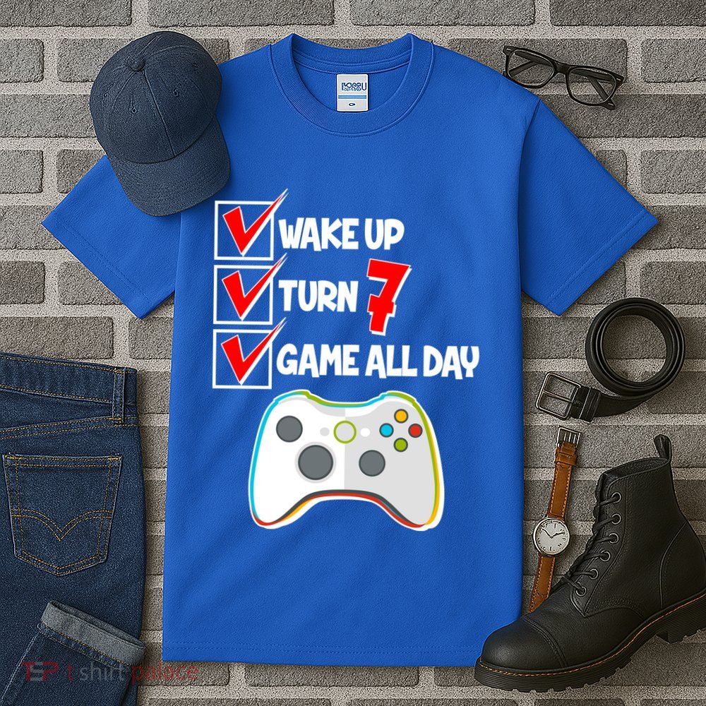 Wake Up Turn Seven Game All Day 7th Birthday Tall T-Shirt