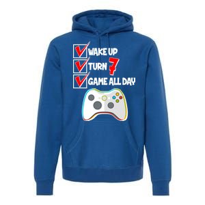 Wake Up Turn Seven Game All Day 7th Birthday Premium Hoodie