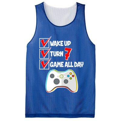 Wake Up Turn Seven Game All Day 7th Birthday Mesh Reversible Basketball Jersey Tank