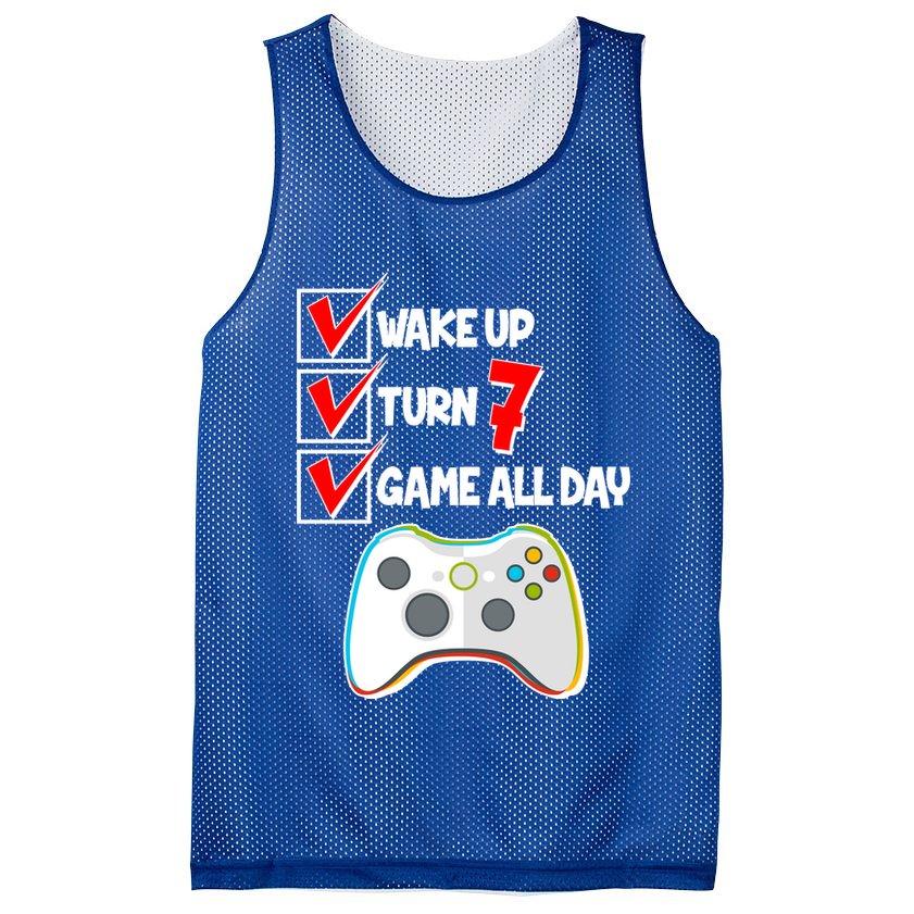 Wake Up Turn Seven Game All Day 7th Birthday Mesh Reversible Basketball Jersey Tank