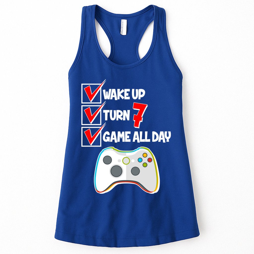 Wake Up Turn Seven Game All Day 7th Birthday Womens Tank Top