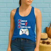 Wake Up Turn Seven Game All Day 7th Birthday Womens Tank Top