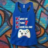 Wake Up Turn Seven Game All Day 7th Birthday Womens Tank Top