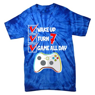 Wake Up Turn Seven Game All Day 7th Birthday Tie-Dye T-Shirt