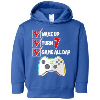 Wake Up Turn Seven Game All Day 7th Birthday Toddler Hoodie