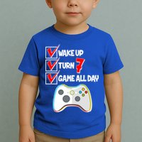 Wake Up Turn Seven Game All Day 7th Birthday Toddler T-Shirt