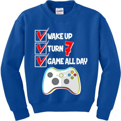 Wake Up Turn Seven Game All Day 7th Birthday Kids Sweatshirt