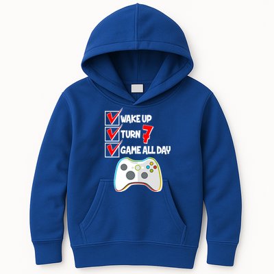 Wake Up Turn Seven Game All Day 7th Birthday Kids Hoodie