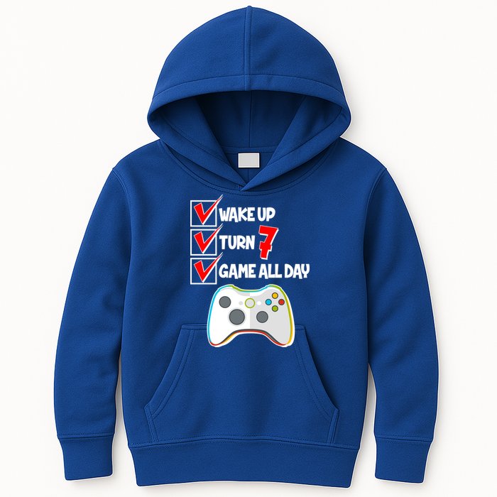 Wake Up Turn Seven Game All Day 7th Birthday Kids Hoodie