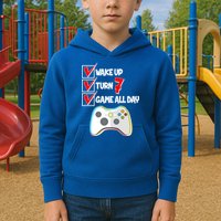 Wake Up Turn Seven Game All Day 7th Birthday Kids Hoodie