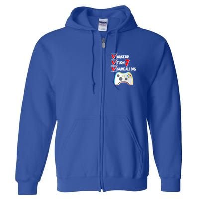 Wake Up Turn Seven Game All Day 7th Birthday Full Zip Hoodie