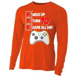 Wake Up Turn Ten Game All Day 10th Birthday Cooling Performance Long Sleeve Crew