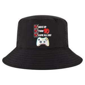 Wake Up Turn Ten Game All Day 10th Birthday Cool Comfort Performance Bucket Hat