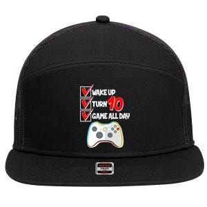 Wake Up Turn Ten Game All Day 10th Birthday 7 Panel Mesh Trucker Snapback Hat