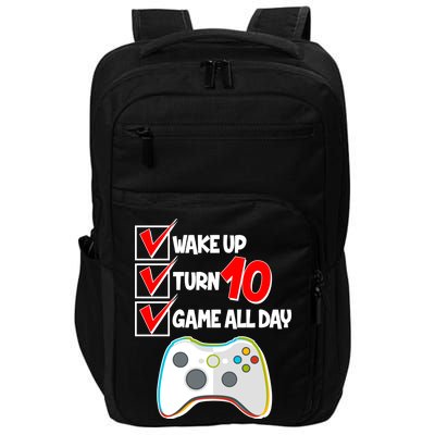 Wake Up Turn Ten Game All Day 10th Birthday Impact Tech Backpack