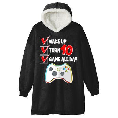 Wake Up Turn Ten Game All Day 10th Birthday Hooded Wearable Blanket
