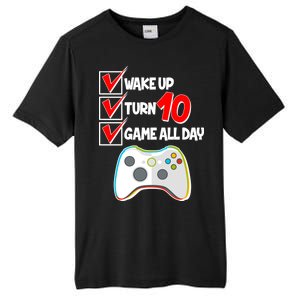 Wake Up Turn Ten Game All Day 10th Birthday Tall Fusion ChromaSoft Performance T-Shirt