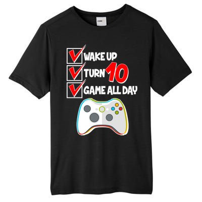 Wake Up Turn Ten Game All Day 10th Birthday Tall Fusion ChromaSoft Performance T-Shirt