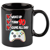 Wake Up Turn Ten Game All Day 10th Birthday 11oz C Handle Ceramic Mug