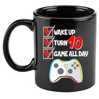 Wake Up Turn Ten Game All Day 10th Birthday 11oz C Handle Ceramic Mug