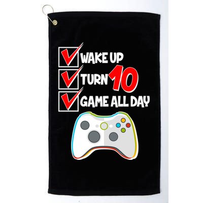 Wake Up Turn Ten Game All Day 10th Birthday Golf Towel