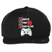 Wake Up Turn Ten Game All Day 10th Birthday Wool Snapback Cap