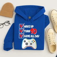 Wake Up Turn Ten Game All Day 10th Birthday Hoodie