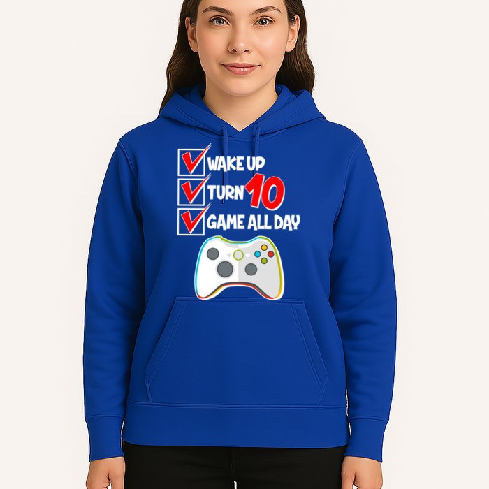 Wake Up Turn Ten Game All Day 10th Birthday Hoodie