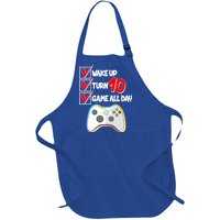 Wake Up Turn Ten Game All Day 10th Birthday Full-Length Apron With Pockets