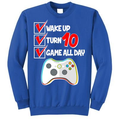 Wake Up Turn Ten Game All Day 10th Birthday Sweatshirt