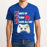 Wake Up Turn Ten Game All Day 10th Birthday V-Neck T-Shirt