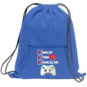 Wake Up Turn Ten Game All Day 10th Birthday Sweatshirt Cinch Pack Bag